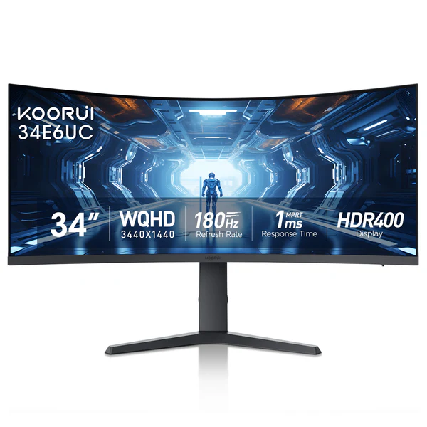 KOORUI 34E6UC 34" 165Hz WQHD Curved Gaming Monitor